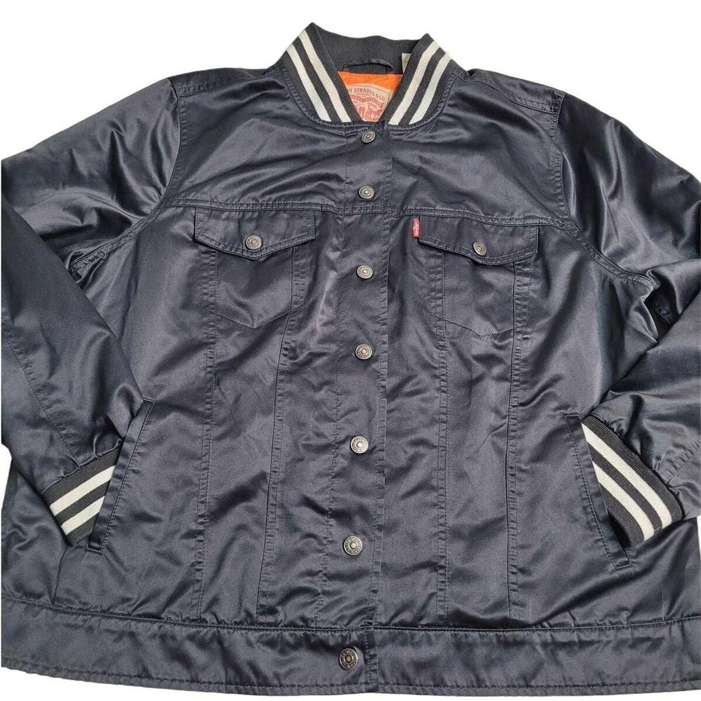 Vintage Levi's Black‎ Satin Bomber Jacket Women's 1X